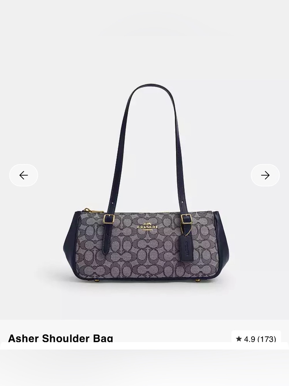 COACH Navy Signature Canvas Shoulder Bag